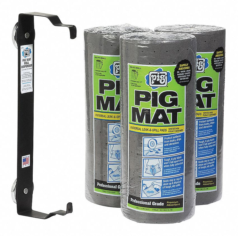New Pig 50 ft Absorbent Roll, Fluids Absorbed: Universal, Light, 3.3 gal, 3 PK - 57703