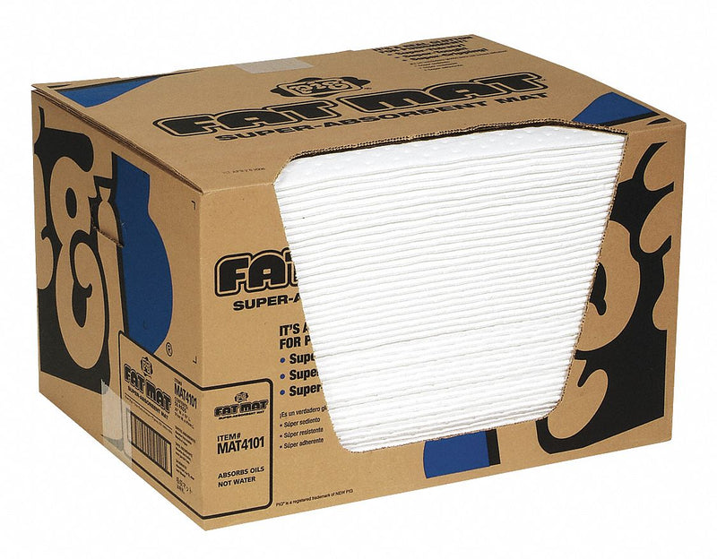 New Pig 20 in Absorbent Pad, Fluids Absorbed: Oil-Based Liquids, Heavy, 22 gal, 50 PK - MAT4101