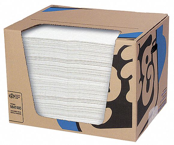 New Pig 20 in Absorbent Pad, Fluids Absorbed: Oil-Based Liquids, Light, 22 gal, 200 PK - MAT485