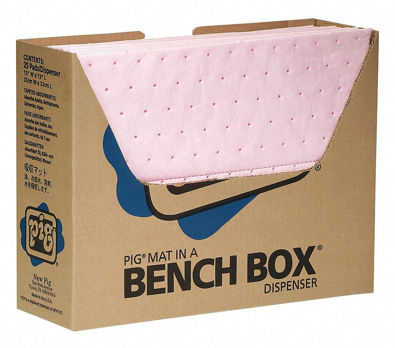 New Pig 13 in Absorbent Pad, Fluids Absorbed: Chemical, Hazmat, Heavy, 10 gal, 100 PK - MAT3510