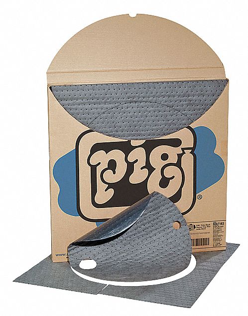 New Pig 22 in dia Drum Top Absorbent Pad, Fluids Absorbed: Universal, Heavy, 9.8 gal, 15 PK - MAT182