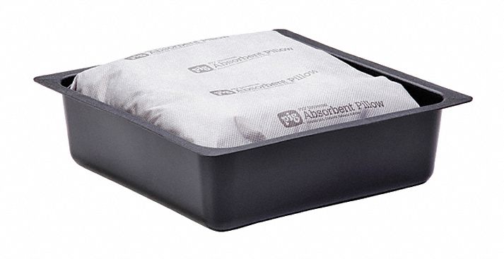New Pig Absorbent Pillow In Pan, Universal, 12 gal, 10 3/8 in x 10 3/8 in, Cellulose - PAN201