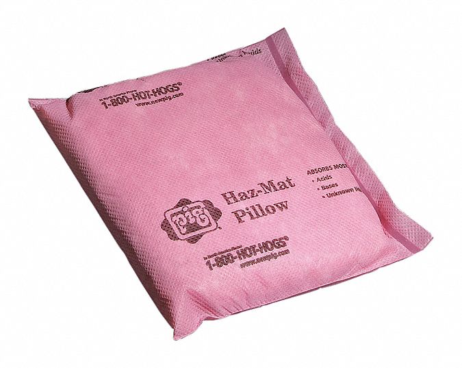 New Pig Absorbent Pillow, Chemical, Hazmat, 4.69 gal, 8 in x 8 in, Polypropylene - PIL302