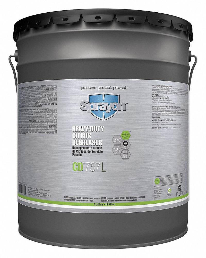 Sprayon Degreaser, 5 gal Cleaner Container Size, Pail Cleaner Container Type, Unscented Fragrance - S75705000