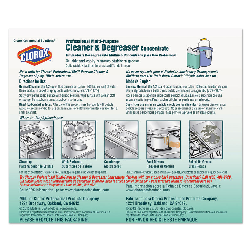 Clorox Professional Multi-Purpose Cleaner And Degreaser Concentrate, 1 Gal, 4/Carton - CLO30861CT