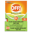 Off Botanicals Insect Repellant, Box, 10 Wipes/Pack, 8 Packs/Carton - SJN694974