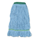 Boardwalk Super Loop Wet Mop Head, Cotton/Synthetic Fiber, 1" Headband, Medium Size, Blue - BWK502BLNB