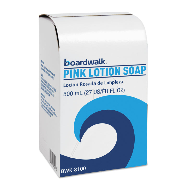 Boardwalk Mild Cleansing Pink Lotion Soap, Floral-Lavender, Liquid, 800Ml Box, 12/Carton - BWK8100CT