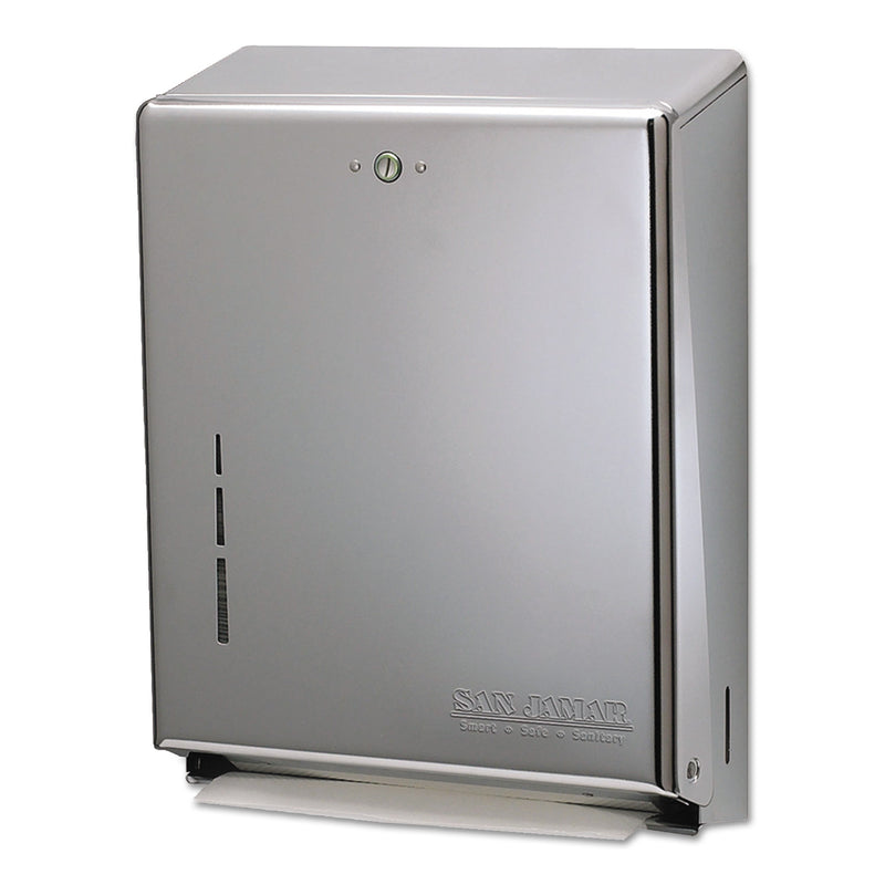 San Jamar C-Fold/Multifold Towel Dispenser, Stainless Steel, 11 3/8 X 4 X 14 3/4 - SJMT1900SS
