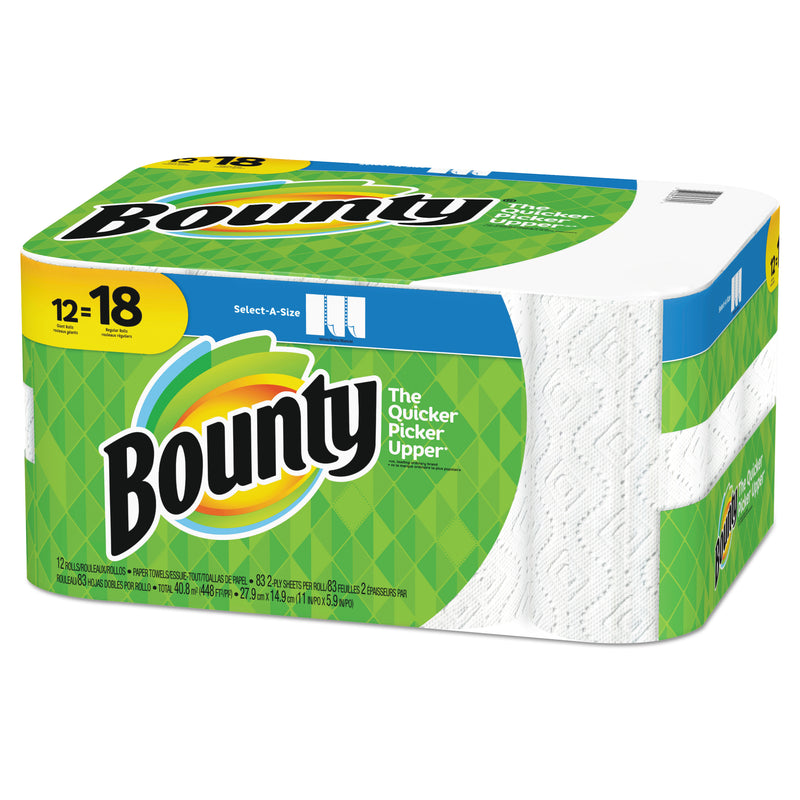 Bounty Select-A-Size Paper Towels, 2-Ply, White, 5.9 X 11, 83 Sheets/Roll, 12 Rolls/Ct - PGC74795
