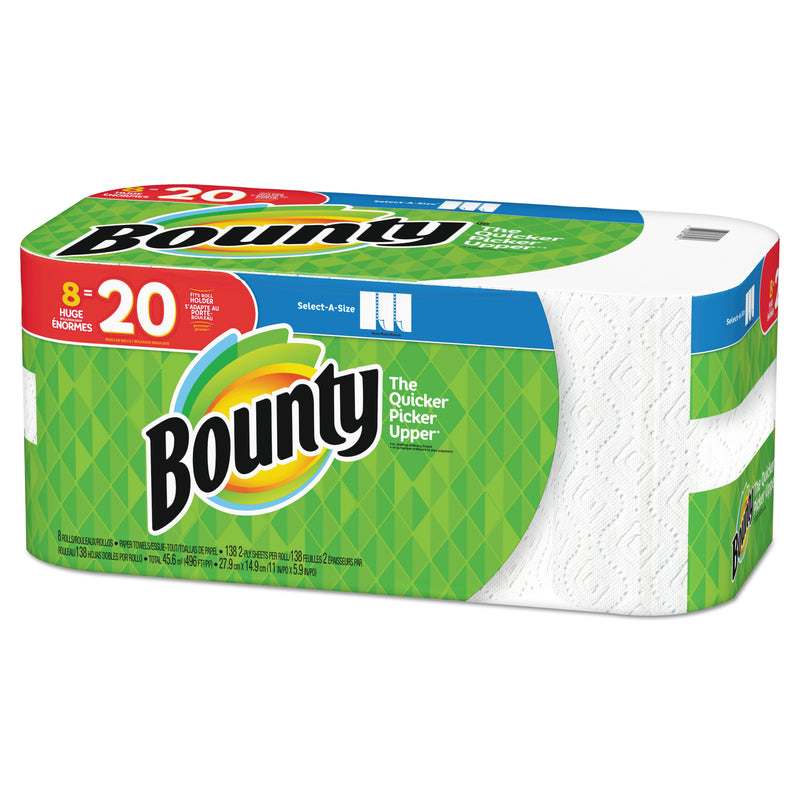Bounty Select-A-Size Paper Towels, 2-Ply, White, 5.9 X 11, 138 Sheets/Roll, 8 Rolls/Pk - PGC74800
