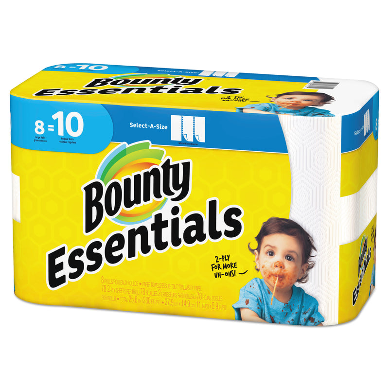 Bounty Essentials Select-A-Size Paper Towels, 2-Ply, 78 Sheets/Roll, 8 Rolls/Carton - PGC75721