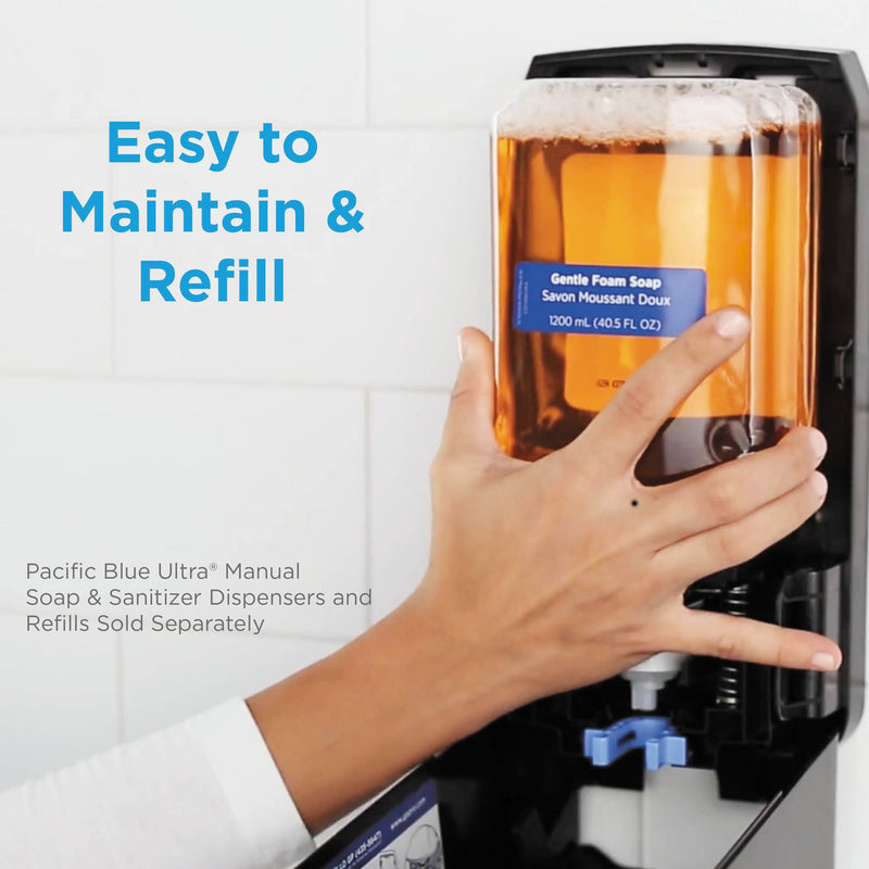 Georgia-Pacific Pacific Blue Ultra Soap/Sanitizer Dispenser 1200 Ml Refill, 5.6" X 4.4" X 11.5", Black - GPC53057