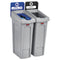 Rubbermaid Slim Jim Recycling Station Kit, 46 Gal, 2-Stream Landfill/Mixed Recycling - RCP2007914