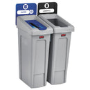 Rubbermaid Slim Jim Recycling Station Kit, 46 Gal, 2-Stream Landfill/Paper - RCP2007915
