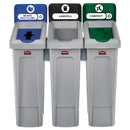 Rubbermaid Slim Jim Recycling Station Kit, 69 Gal, 3-Stream Landfill/Mixed Recycling - RCP2007918