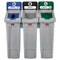Rubbermaid Slim Jim Recycling Station Kit, 69 Gal, 3-Stream Landfill/Mixed Recycling - RCP2007918