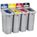 Rubbermaid Slim Jim Recycling Station Kit, 92 Gal, 4-Stream Landfill/Paper/Plastic/Cans - RCP2007919