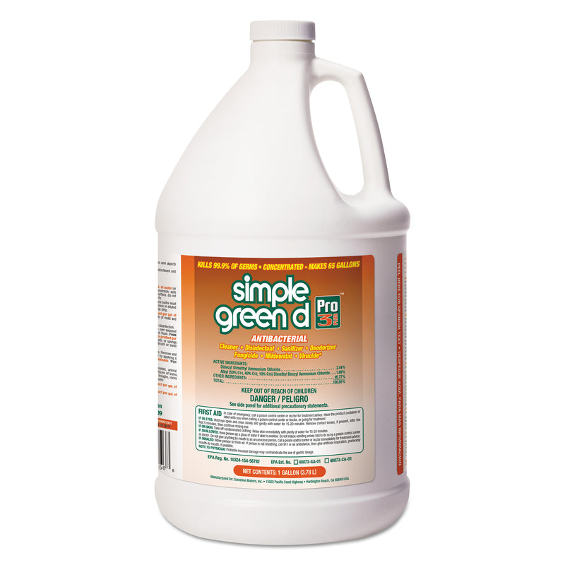 Simple Green D Pro 3 Plus Antibacterial Concentrate, Herbal, 1 Gal Bottle, 6/Carton - SMP01001