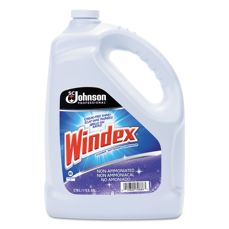Windex Non-Ammoniated Glass/Multi Surface Cleaner, Pleasant Scent, 128 Oz Bottle - SJN697262EA