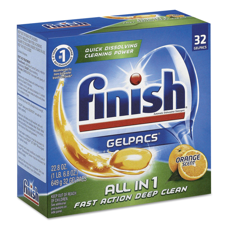 FINISH Dish Detergent Gelpacs, Orange Scent, Box Of 32 Gelpacs, 8 Boxes/Carton - RAC81053CT