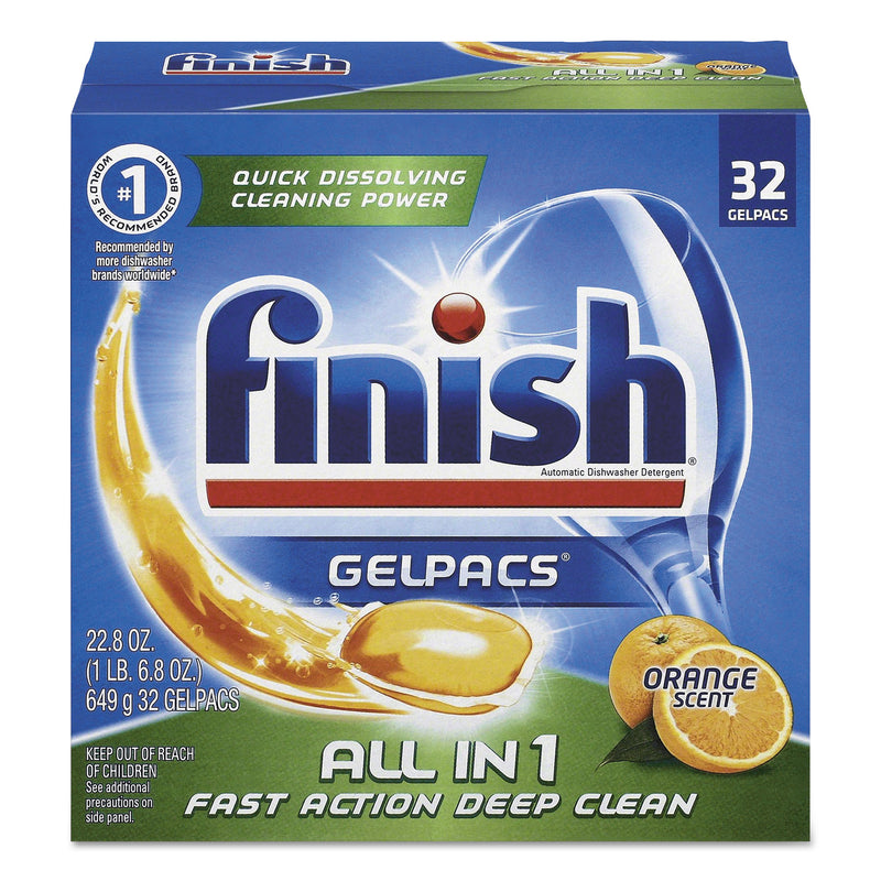 FINISH Dish Detergent Gelpacs, Orange Scent, Box Of 32 Gelpacs, 8 Boxes/Carton - RAC81053CT