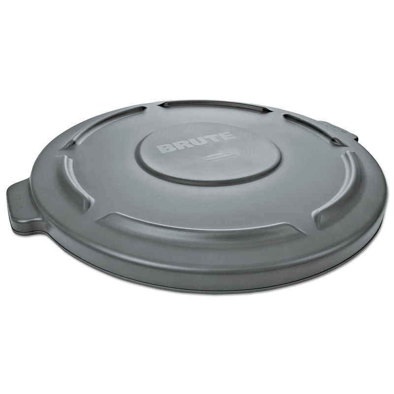 Rubbermaid Round Flat Top Lid, For 55 Gal Round Brute Containers, 26.75" Diameter, Gray - RCP265400GY