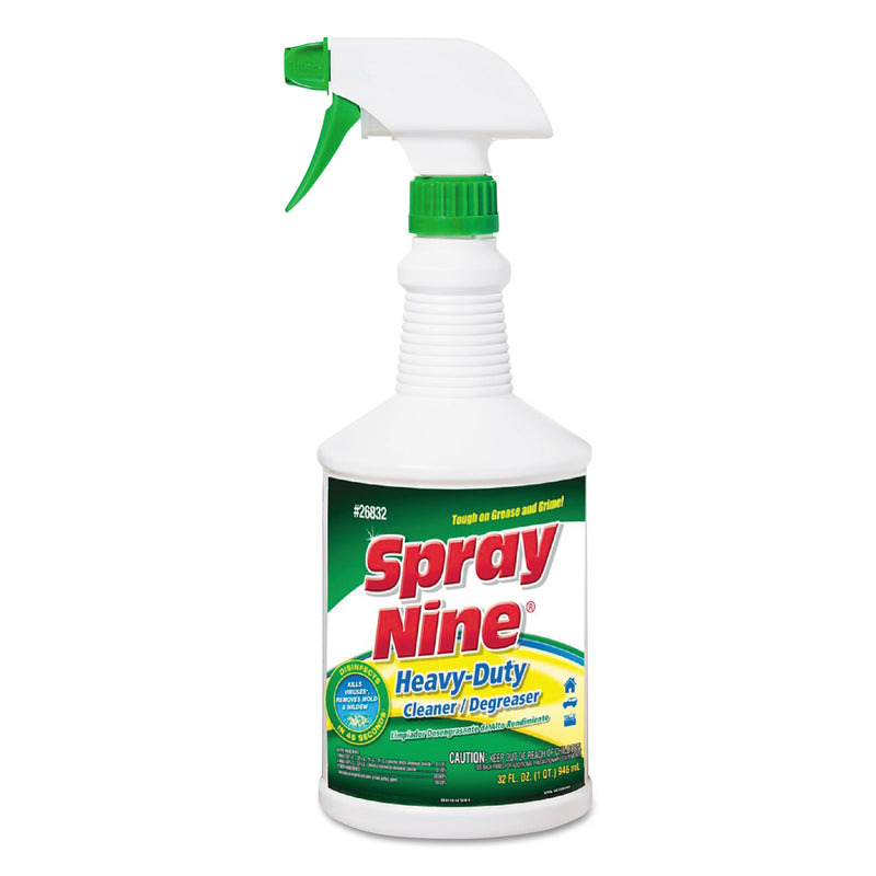 Spray Nine Heavy Duty Cleaner/Degreaser/Disinfectant, 32 Oz, Bottle, 12/Carton - ITW26832CT