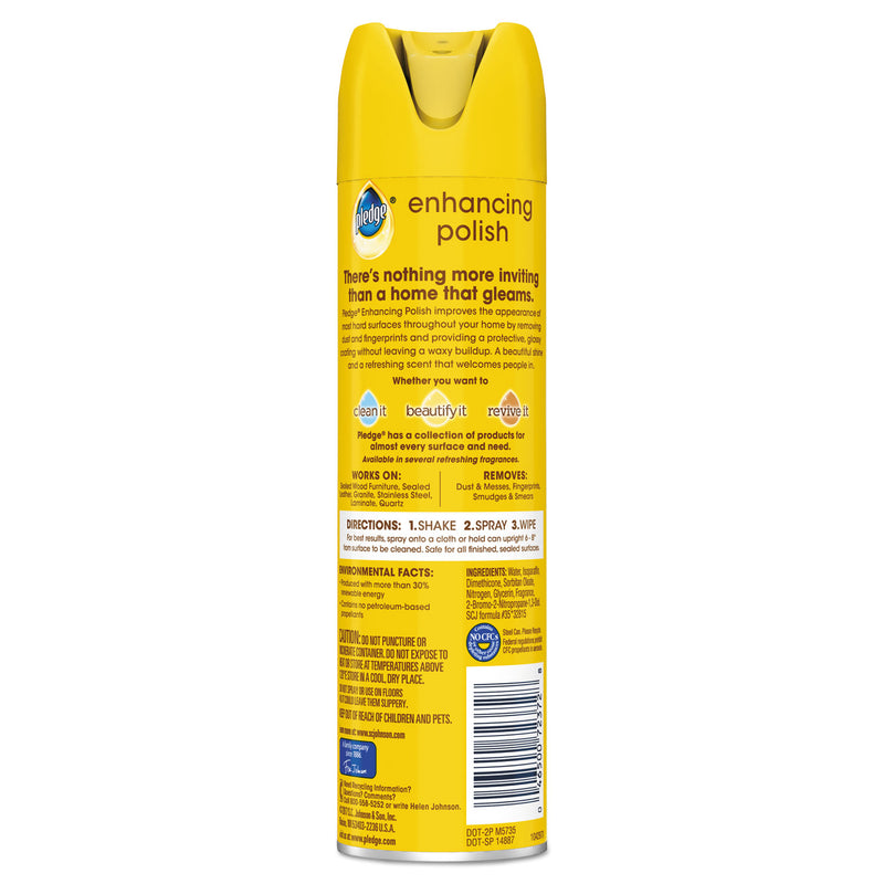 Pledge Furniture Polish, Lemon, 9.7 Oz, Aerosol, 12/Carton - SJN697831