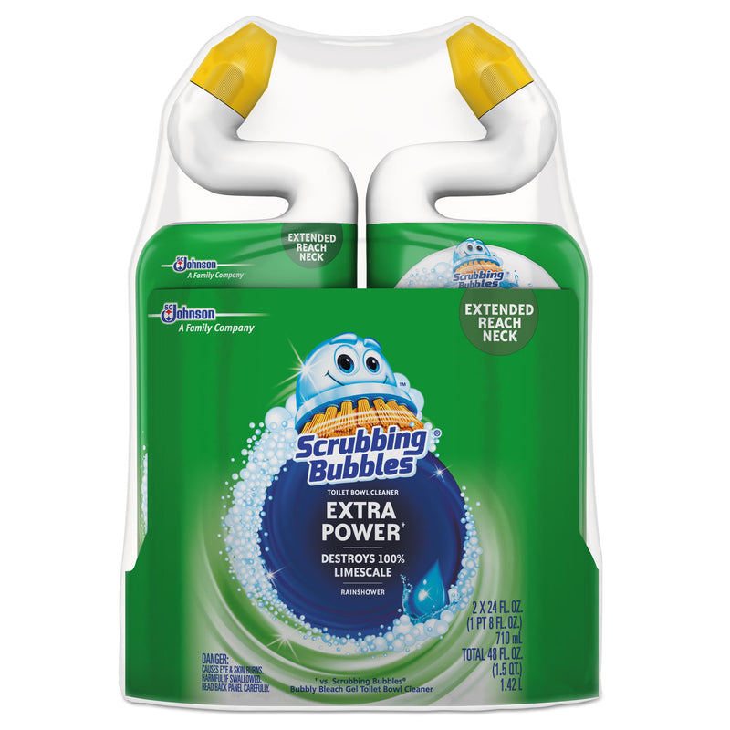 Scrubbing Bubbles Extra Power Toilet Bowl Cleaner, Rainshower, 24 Oz Bottle, 2/Pk, 6 Packs/Carton - SJN696208