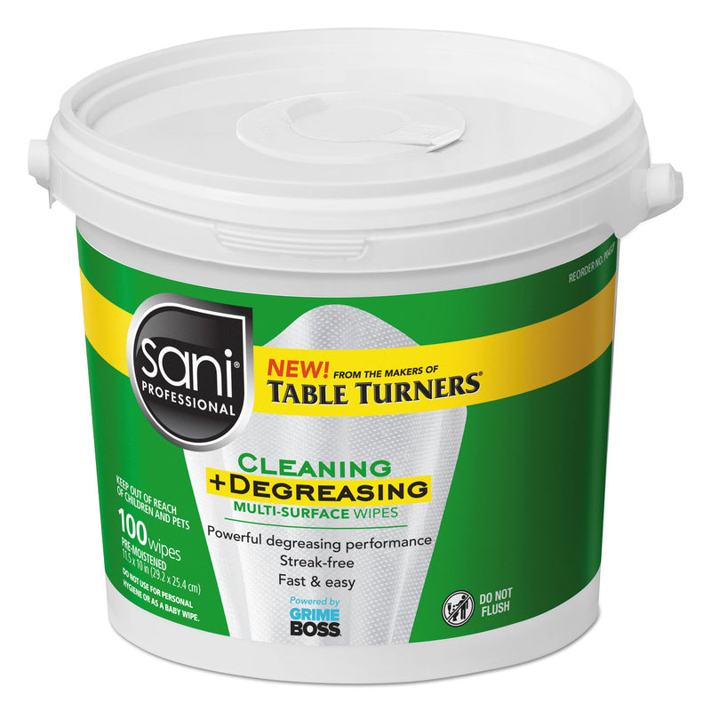 Sani Professional Multi-Surface Cleaning And Degreasing Wipes, 11 1/2 X 10, 100/Pail, 2 Pails/Ct - NICP0432P
