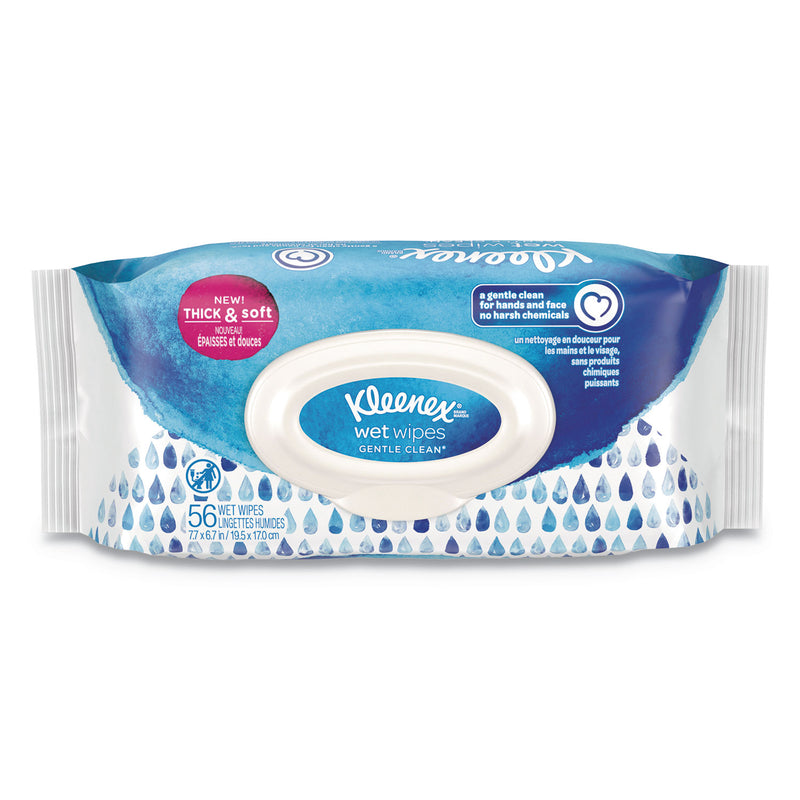 Kleenex Wet Wipes Gentle Clean For Hands And Face, White, 56 Towels/Pk, 8 Pk/Ct - KCC47779CT