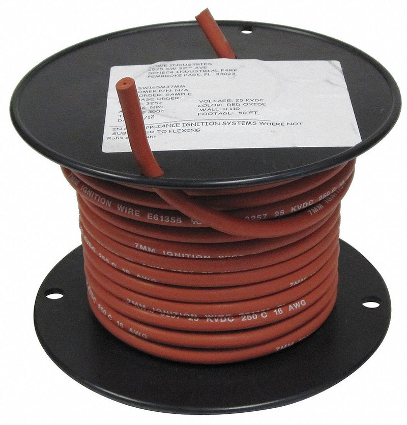 Rowe High-Voltage Lead Wire, 18 AWG, Trade Designation HV, Silicone Oxide,  50 ft - SW185M3050