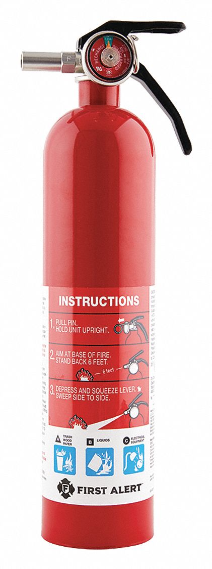 First Alert Fire Extinguisher, Dry Chemical, Monoammonium Phosphate, 2.5 lb, 1A:10B:C UL Rating - PRO2-5