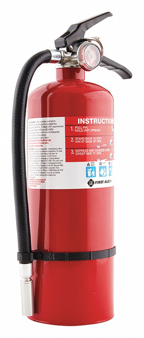 First Alert Fire Extinguisher, Dry Chemical, Monoammonium Phosphate, 5 lb, 3A:40B:C UL Rating - PRO5