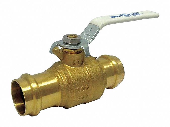 Milwaukee Valve Ball Valve, Brass, Inline, 2-Piece, Pipe Size 3/4 in, Tube Size 3/4 in - UPBA-480B - 34