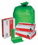 Tough Guy Biohazard Bags, 33 gal., LLDPE, Green, No Legend, PK 100 - 31DK99