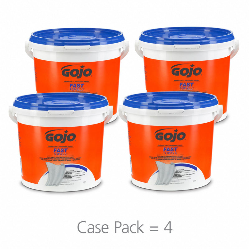 GOJO Citrus Fragrance Hand Cleaning Towels, 9 in x 10 in, 130 Wipes per Container, 4 PK - 6298-04