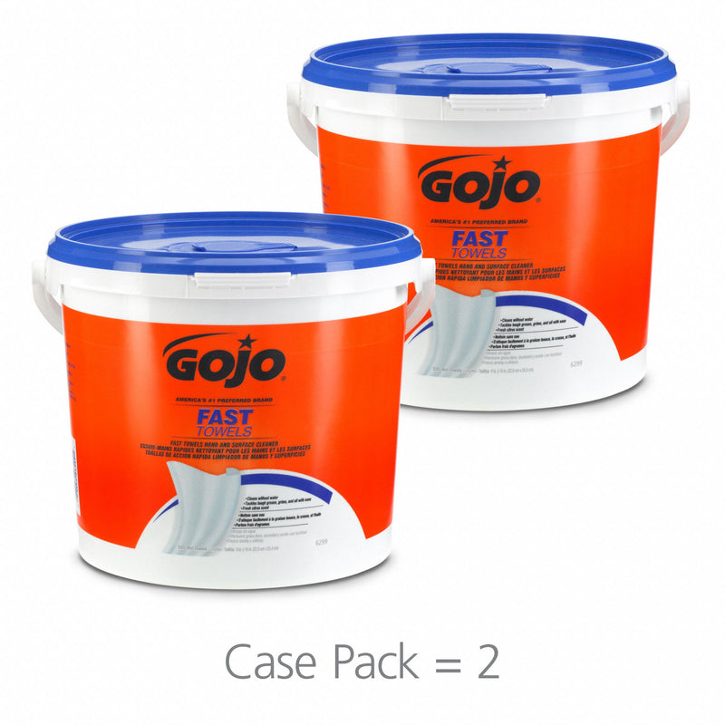 GOJO Citrus Fragrance Hand Cleaning Towels, 9 in x 10 in, 225 Wipes per Container, 2 PK - 6299-02