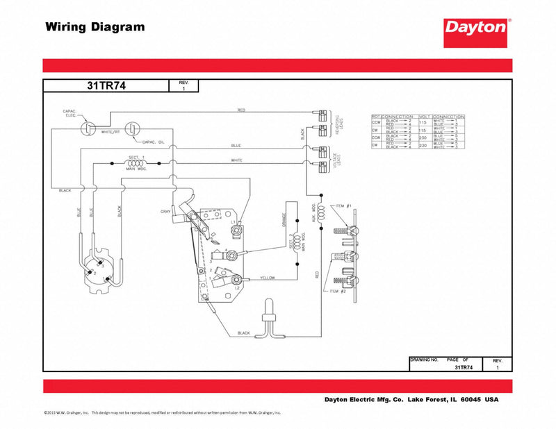 Dayton 3/4 HP, General Purpose Motor, Capacitor-Start/Run, 1725 Nameplate RPM, 115/208-230 Voltage - 31TR74