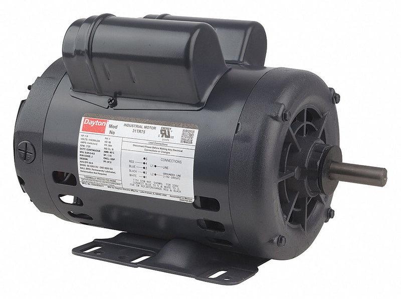 Dayton 1 HP, General Purpose Motor, Capacitor-Start/Run, 1725 Nameplate RPM, 115/208-230 Voltage - 31TR75