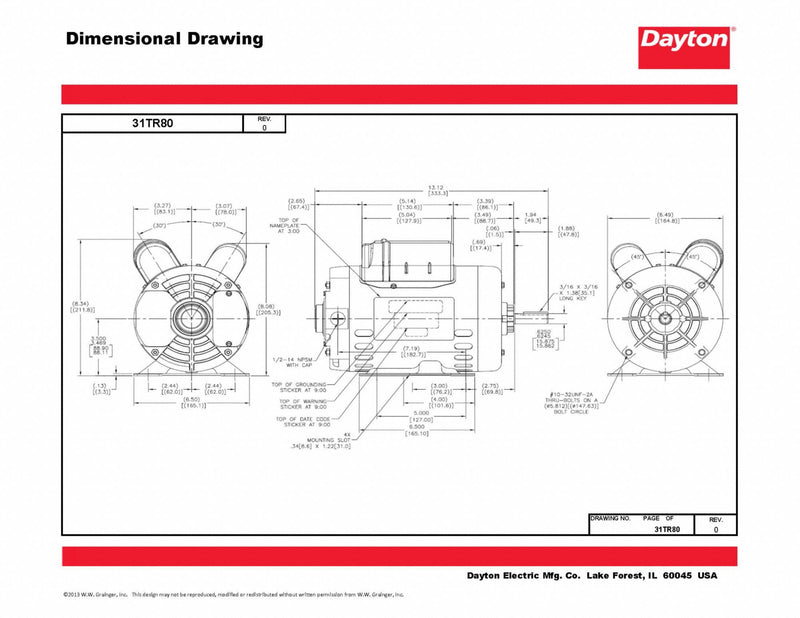 Dayton 1 HP, General Purpose Motor, Capacitor-Start/Run, 1725 Nameplate RPM, 115/208-230 Voltage - 119162