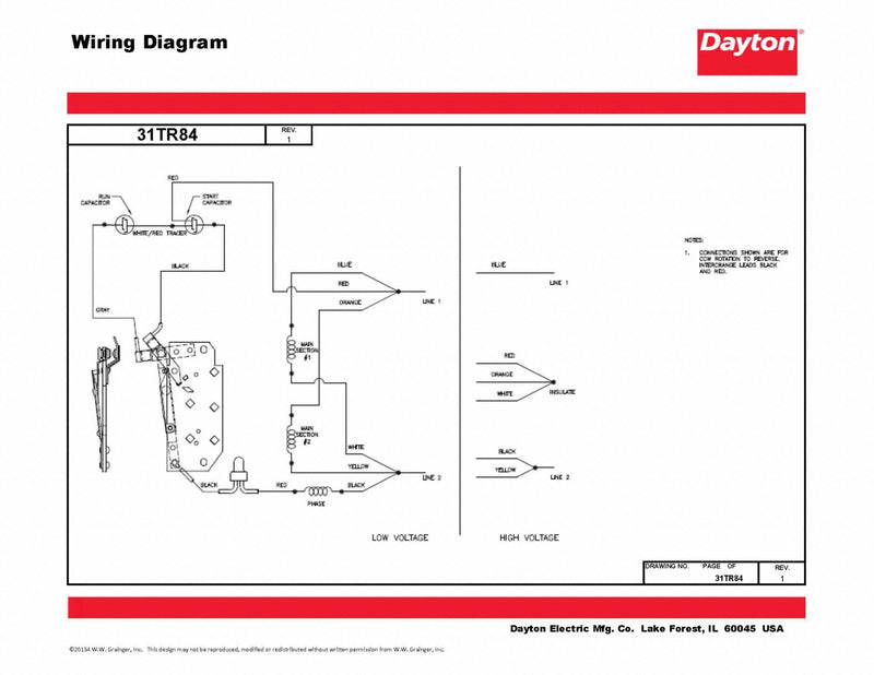 Dayton 2 HP, General Purpose Motor, Capacitor-Start/Run, 1725 Nameplate RPM, 115/208-230 Voltage - 31TR84