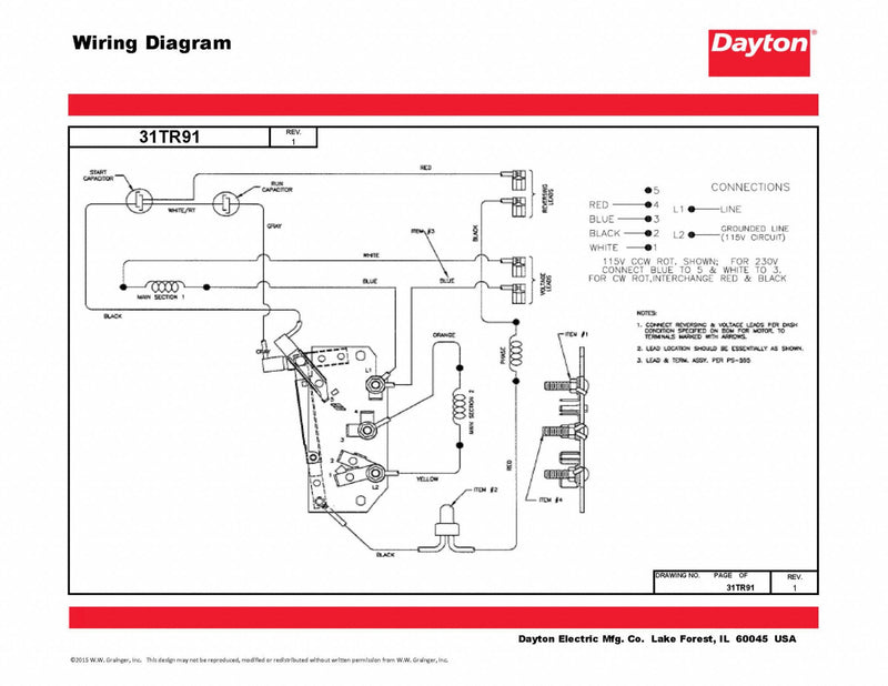 Dayton 1 HP, General Purpose Motor, Capacitor-Start/Run, 1725 Nameplate RPM, 115/208-230 Voltage - 119167
