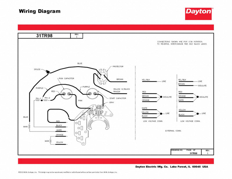 Dayton 1 1/2 HP, General Purpose Motor, Capacitor-Start/Run, 3450 Nameplate RPM, 115/208-230 Voltage - 31TR98