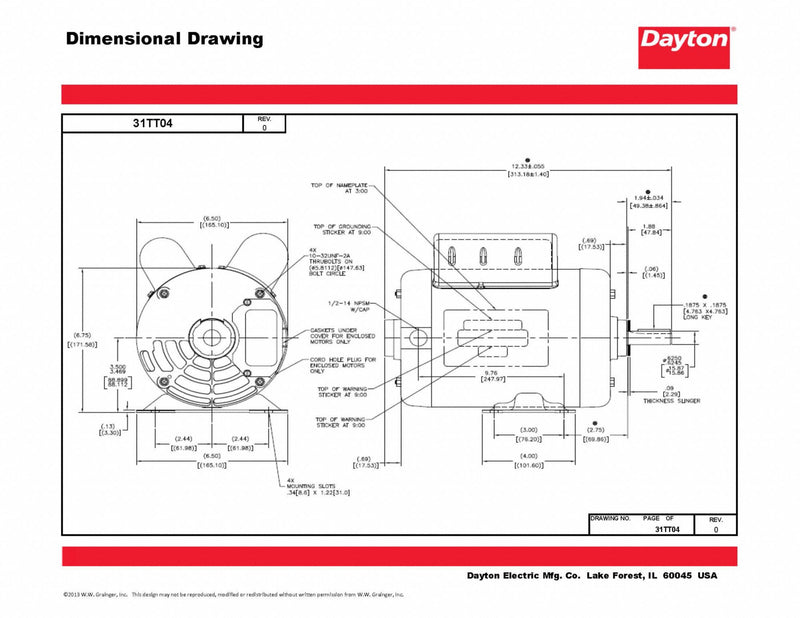 Dayton 1 HP, General Purpose Motor, Capacitor-Start/Run, 3450 Nameplate RPM, 115/208-230 Voltage - 31TT04