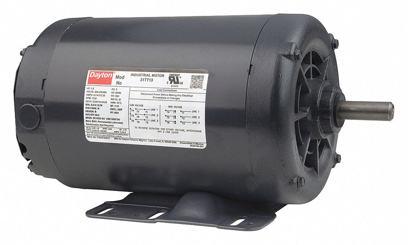 【2hp】DC Dayton 2 HP General Purpose Motor, 3-Phase, 3450 Nameplate