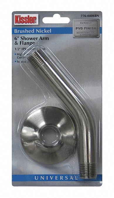 Kissler Shower Arm and Flange, Brushed Nickel Finish, For Use With Generic Shower Arm and Flange - 776-0006BN