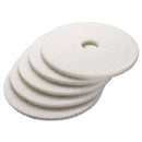 Boardwalk Polishing Floor Pads, 12" Diameter, White, 5/Carton - BWK4012WHI