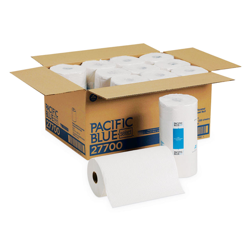 Georgia-Pacific Pacific Blue Select Perforated Paper Towel, 8 4/5X11, White, 250/Roll, 12 Rl/Ct - GPC27700